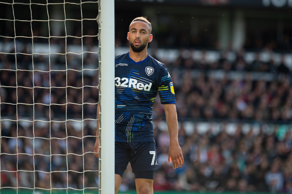 Kemar Roofe looks on during Derby County v Leeds United - Sky Bet Championship Play-off Semi Final: First Leg in 2019