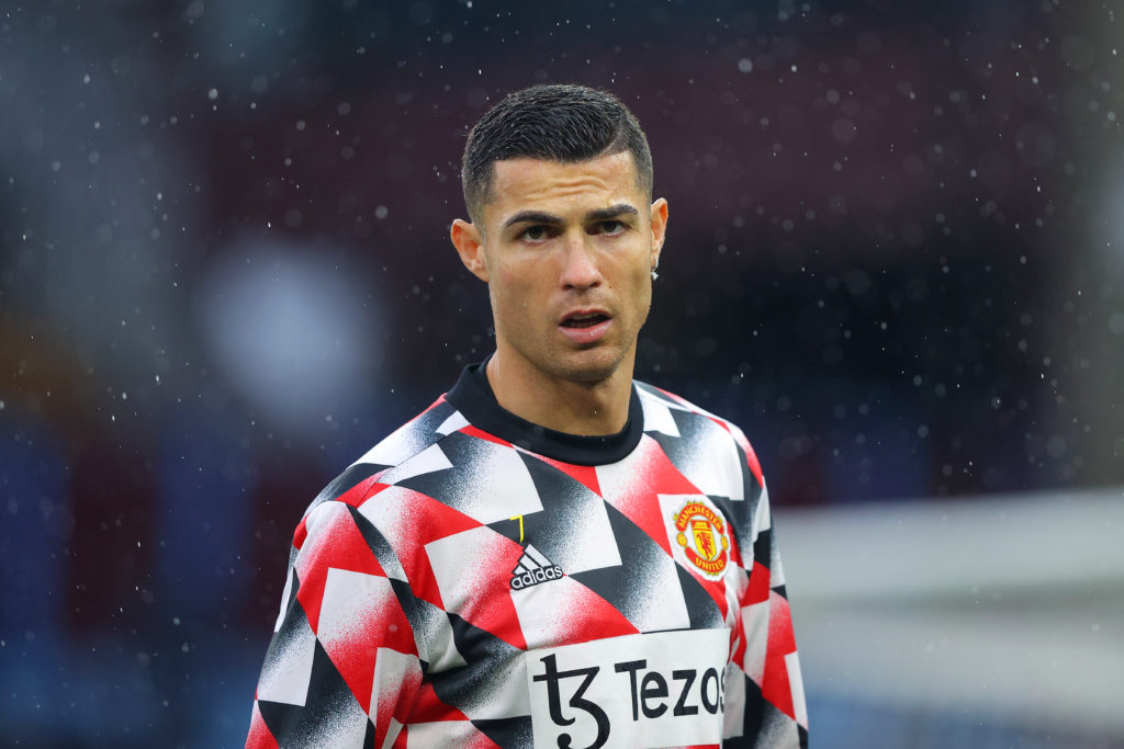Cristiano Ronaldo of Manchester United warms up prior to the Premier League match