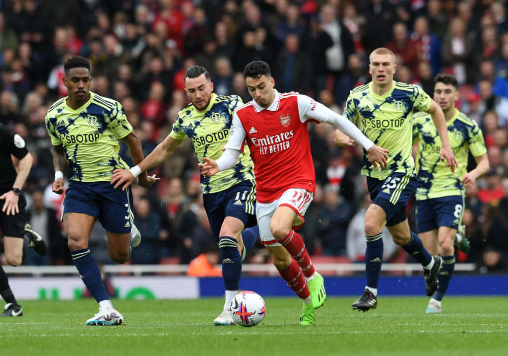 Arsenal vs Leeds United in the Premier League.
