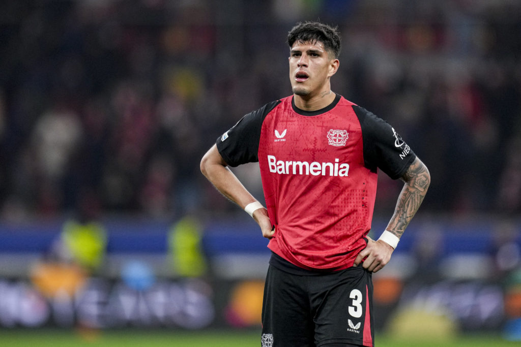 Piero Hincapie during a match for Bayer Leverkusen.