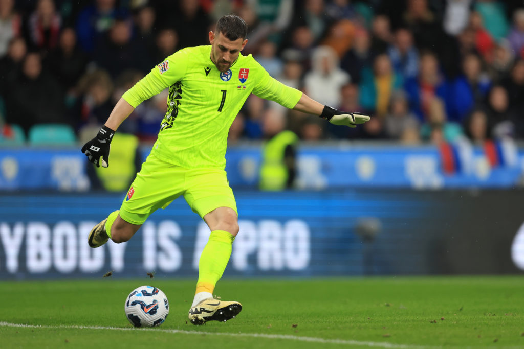Martin Dubravka takes a goal-kick during Slovenia v Slovakia -UEFA Nations league