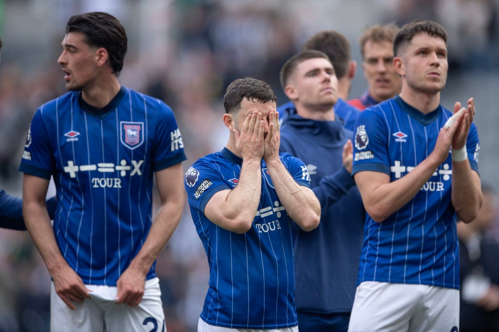 Conor Chaplin looks defected after Newcastle United FC v Ipswich Town FC as Ipswich's relegation from the Premier League was confirmed