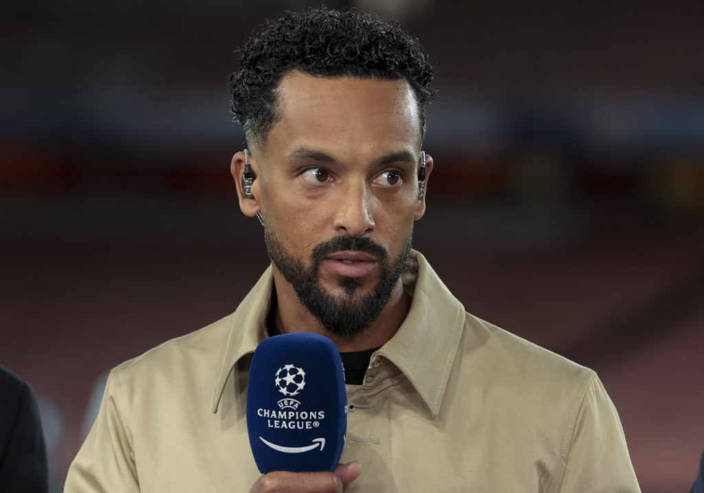 Theo Walcott comments for Amazon the UEFA Champions League 2024/25 Semi Final First Leg match between Arsenal FC and Paris Saint-Germain