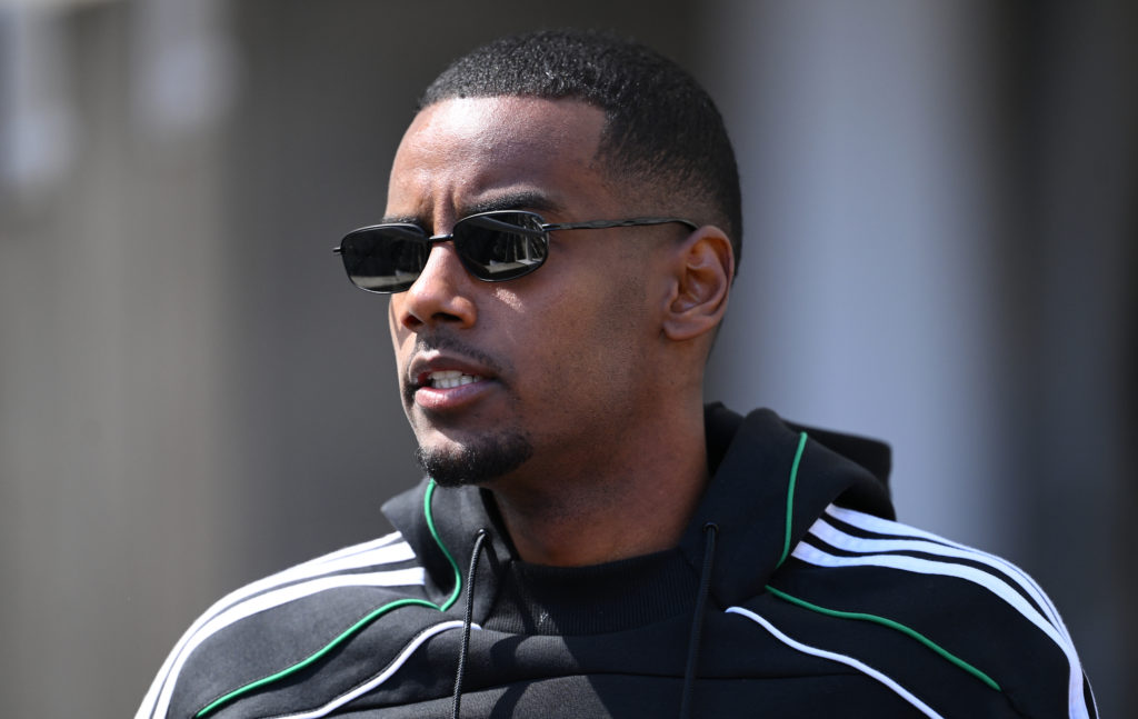 Closeup shot of Newcastle United forward Alexander Isak pre-match