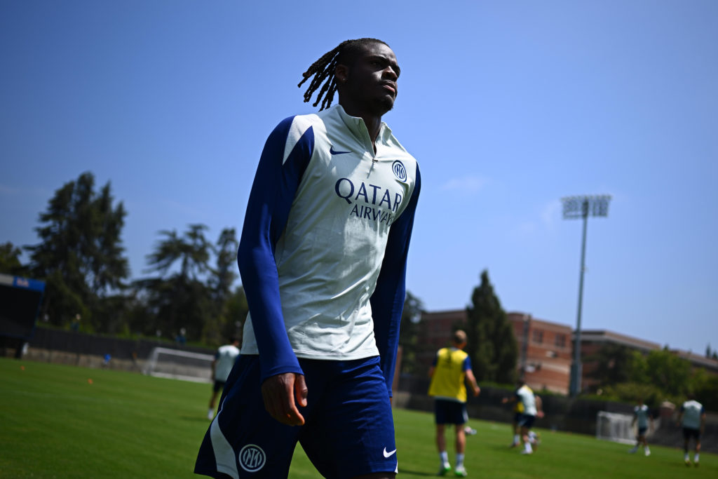 Yann Bisseck takes part in an FC Internazionale Training Sesssion