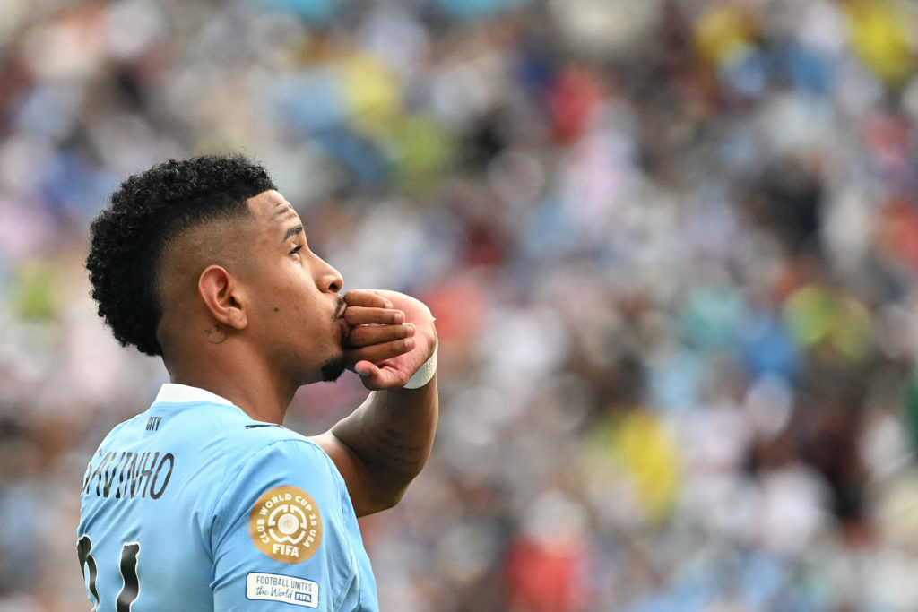Manchester City's Savinho celebrates against Juventus