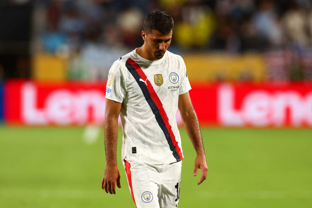 Rodri reacts at full-time following the FIFA Club World Cup 2025 round of 16 match between Manchester City and Al-Hilal.