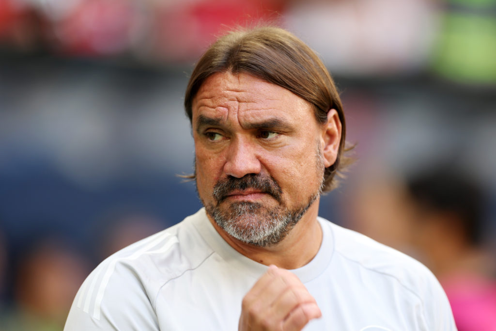 Daniel Farke looks on during a Leeds game