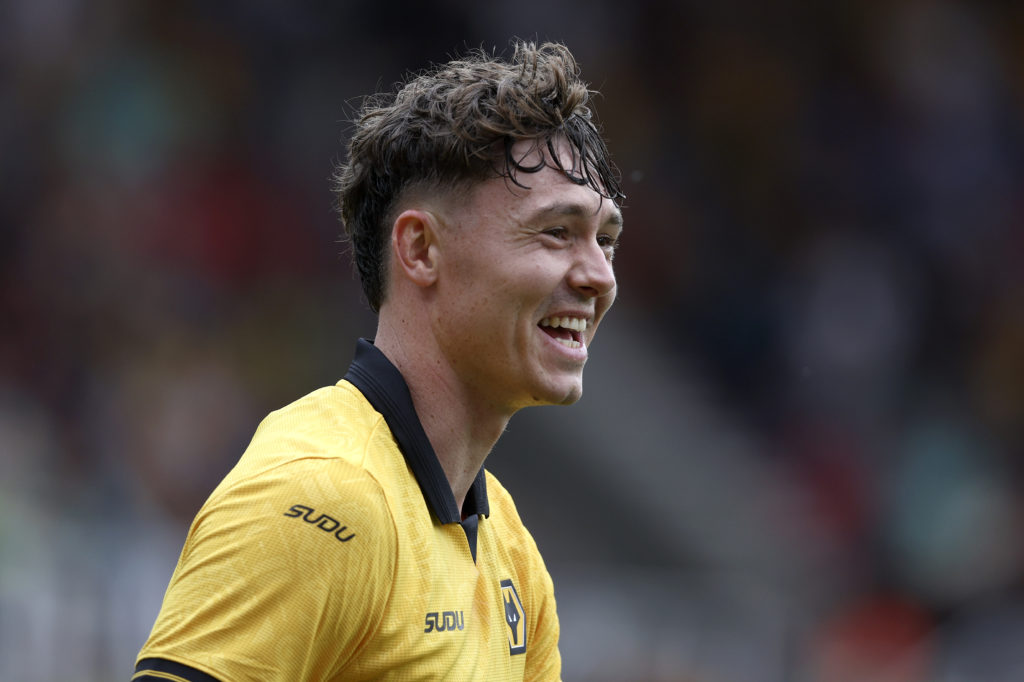 Wolverhampton Wanderers striker Jorgen Strand Larsen in action against Stoke City
