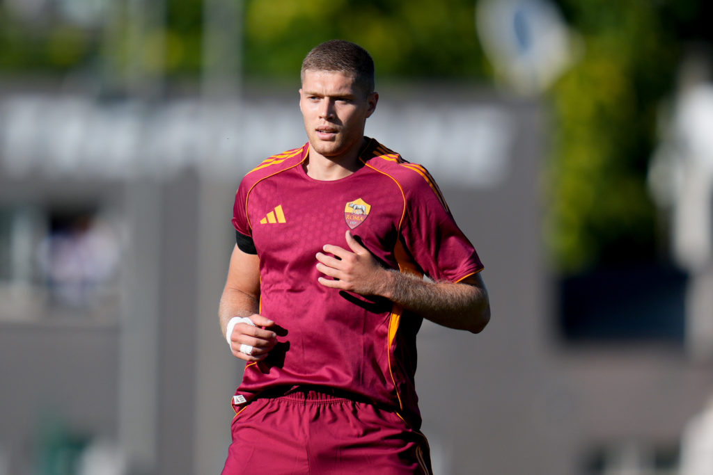 Artem Dovbyk in action during Roma v Cannes - Pre-Season Friendly