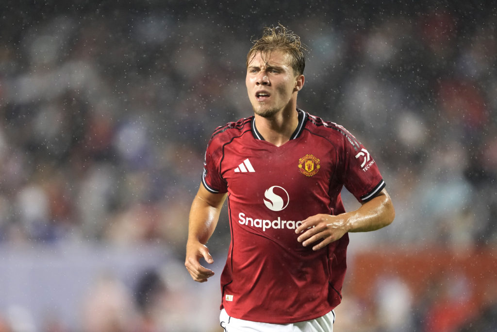 Rasmus Hojlund of Manchester United reacts during the Premier League Summer Series match between Manchester United and AFC Bournemouth