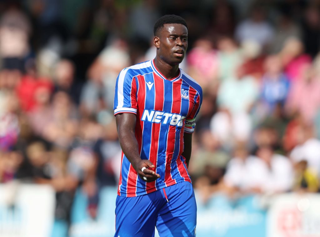 Marc Guehi in action for Crystal Palace during a friendly against Augsburg