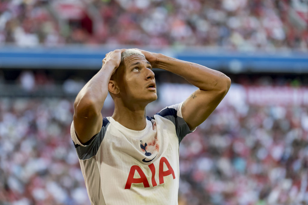 Richarlison puts his hands to his head during Tottenham Hotspur's pre-season friendly against Bayern Munich.