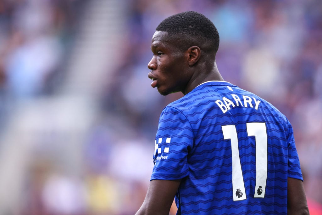 Thierno Barry of Everton during the pre-season friendly match between Everton and AS Roma at Hill Dickinson Stadium.