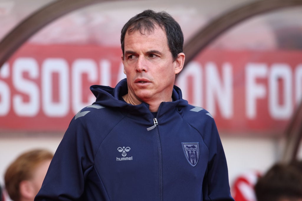 Regis Le Bris looks on during Sunderland v Rayo Vallecano