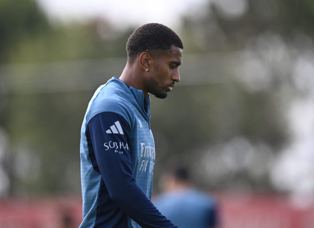 Profile shot of Reiss Nelson in an Arsenal Training Session