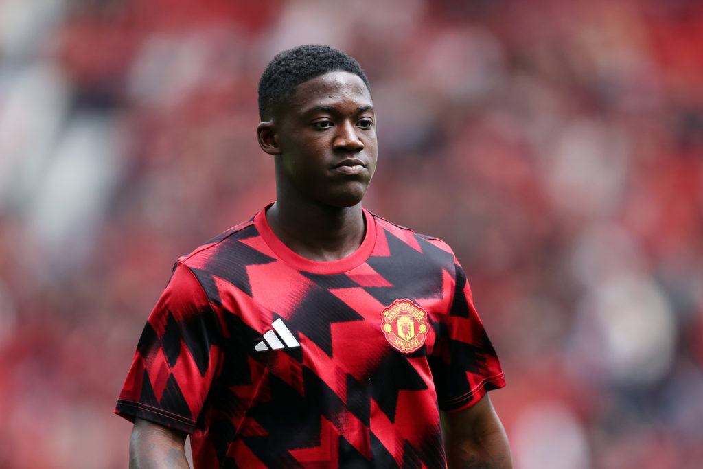 Kobbie Mainoo during pre-season for Manchester United.
