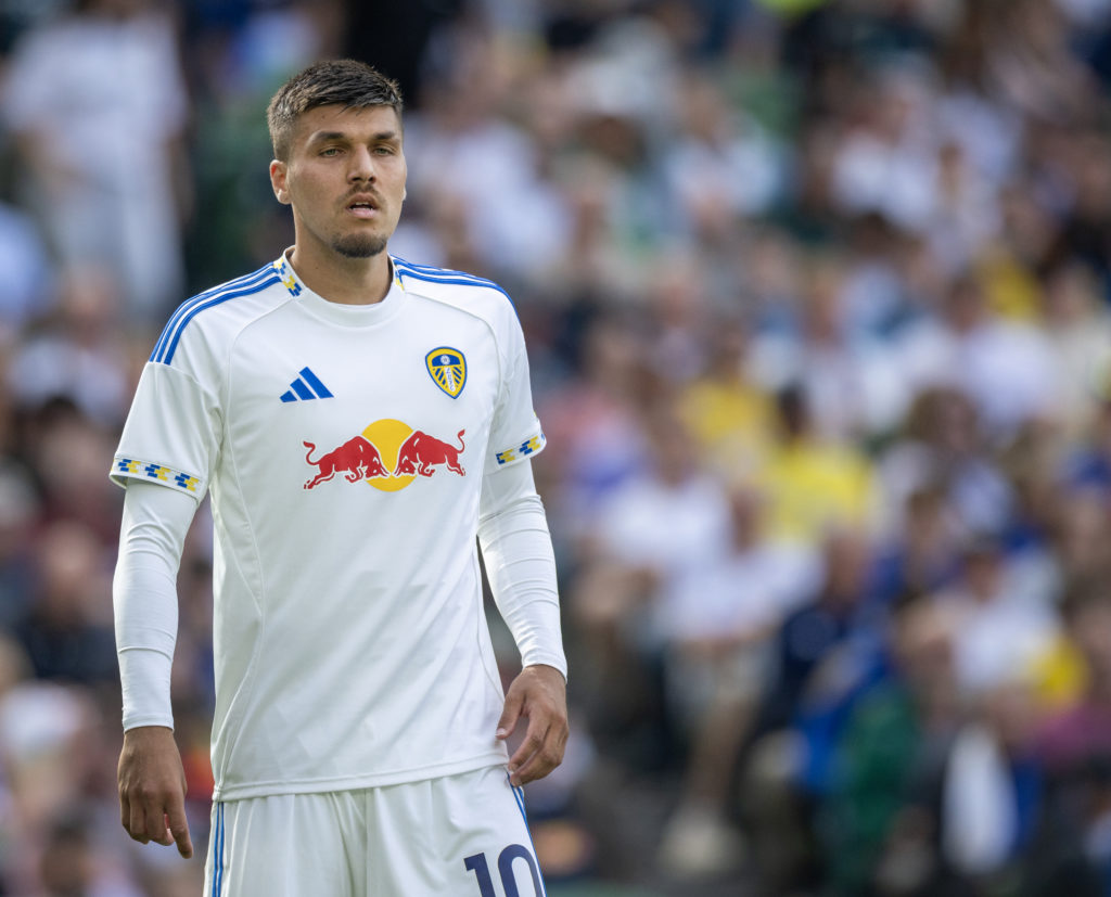 Joël Piroe #10 of Leeds United during the Leeds United v AC Milan, pre-season friendly match at Aviva Stadium.