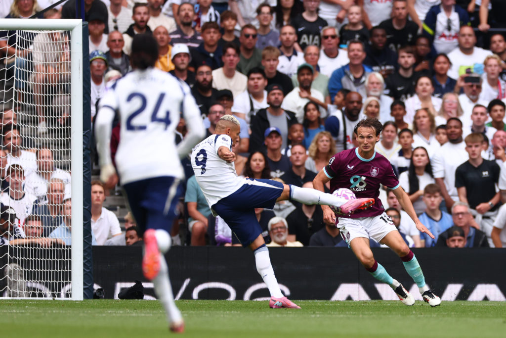 Richarlison scores his second goal of the game in Tottenham's Premier League win against Burnley.