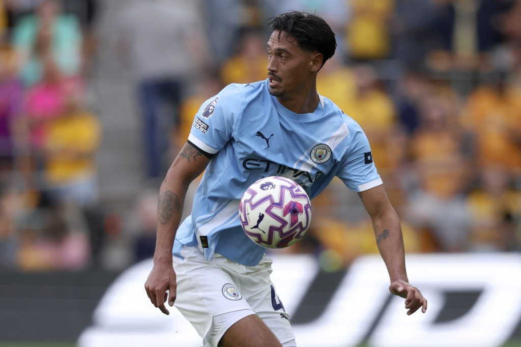 Tijjani Reijnders of Manchester City on the ball during the Premier League match against Wolverhampton Wanderers.