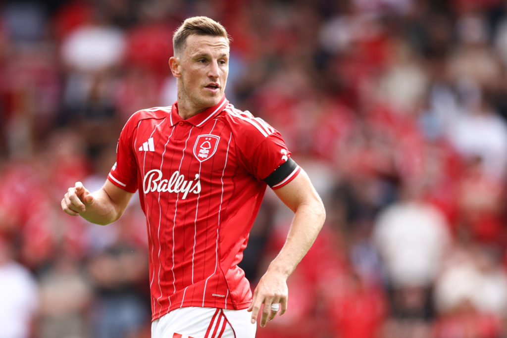 Chris Wood playing for Nottingham Forest in the Premier League.