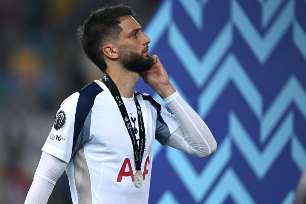 Rodrigo Bentancur after Paris Saint-Germain vs Tottenham Hotspur in the UEFA Super Cup 2025.