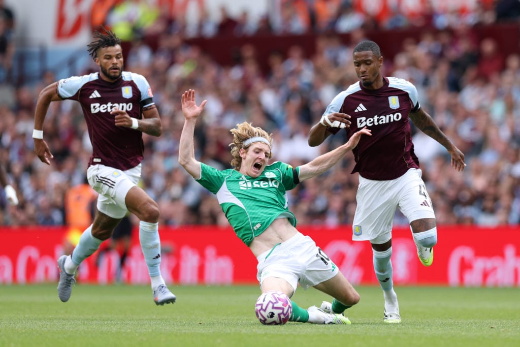 Ezri Konsa sent off during Aston Villa v Newcastle United in the Premier League