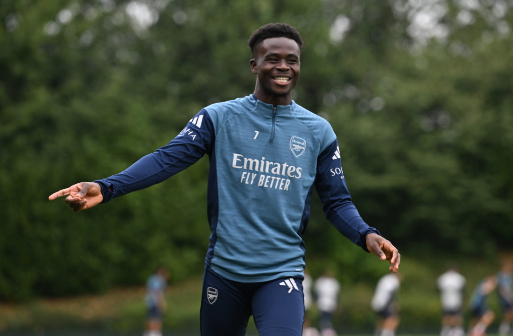 Bukayo Saka in Arsenal training.