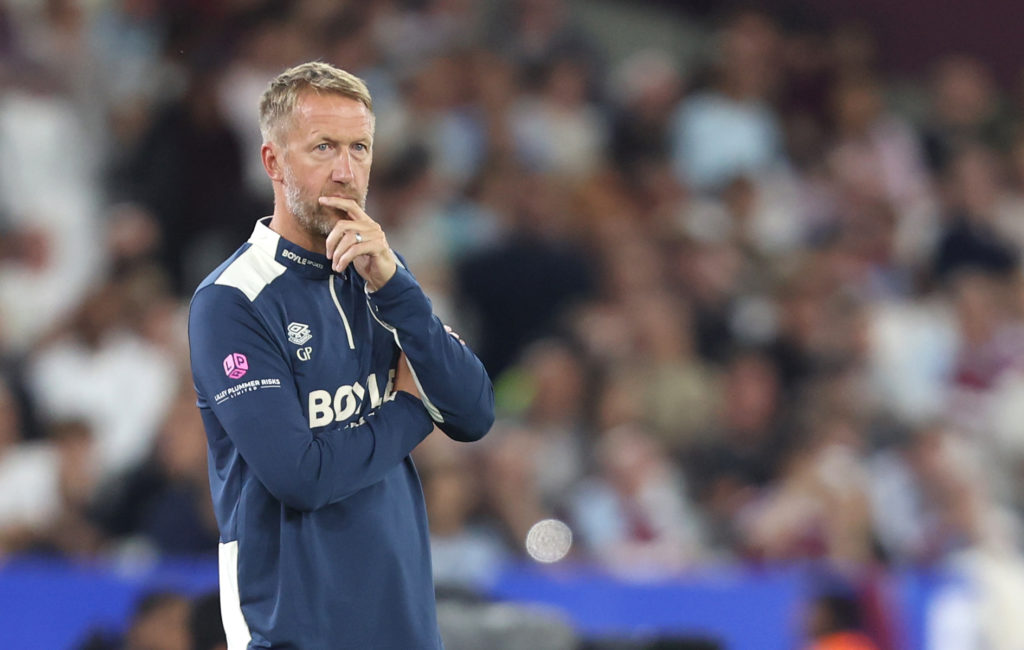 Graham Potter during West Ham's defeat to Chelsea.
