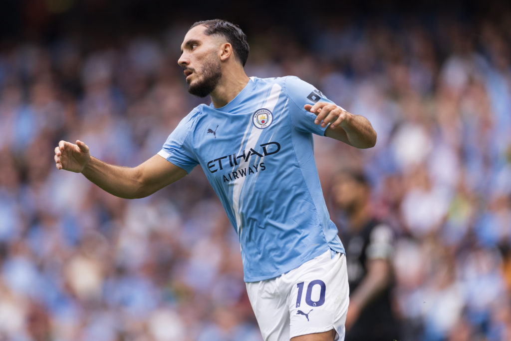 Rayan Cherki of Manchester City during the Premier League match between Manchester City and Tottenham Hotspur