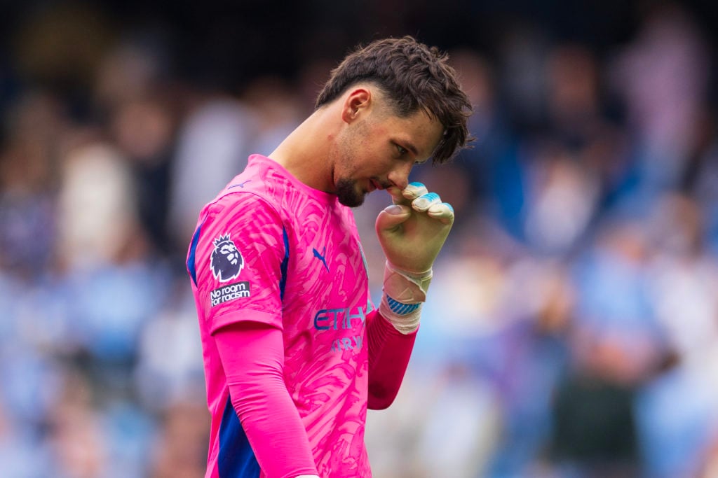 James Trafford of Manchester City looks dejected during the Premier League match between Manchester City and Tottenham Hotspur at Etihad Stadium