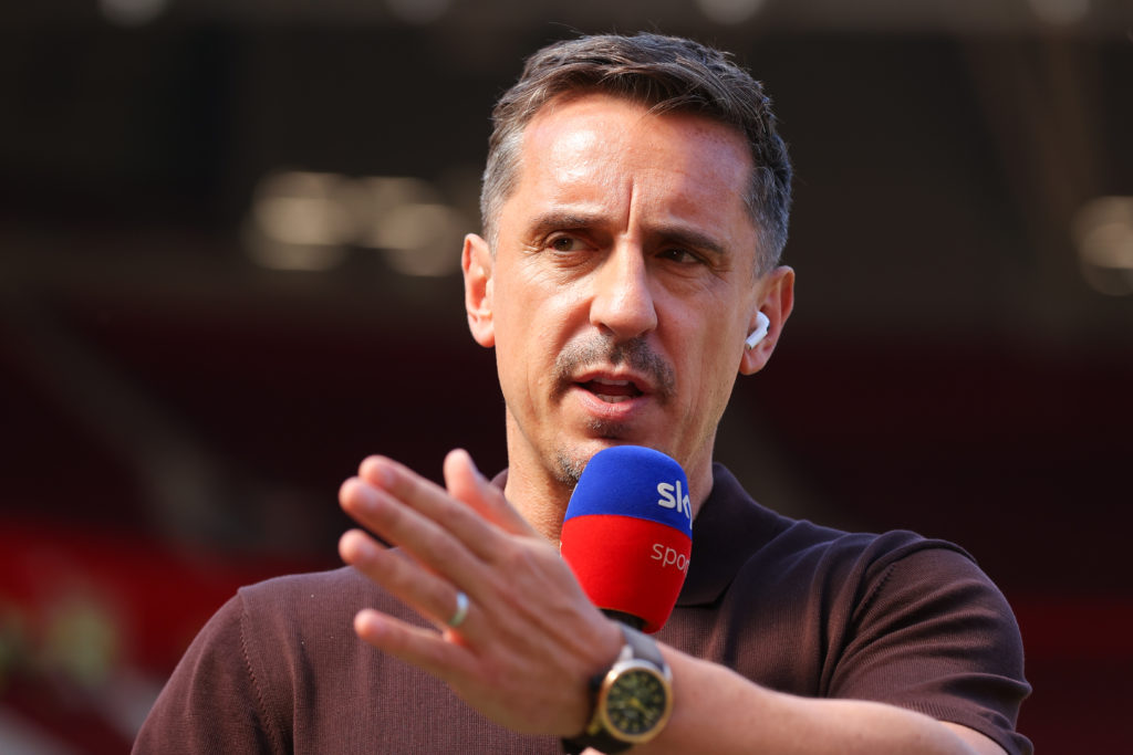 Gary Neville commentating on Manchester United's Premier League match.