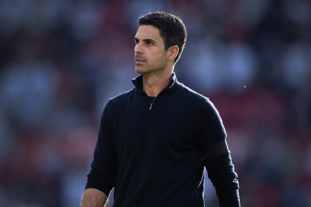 Mikel Arteta during Arsenal vs Manchester United in the Premier League.