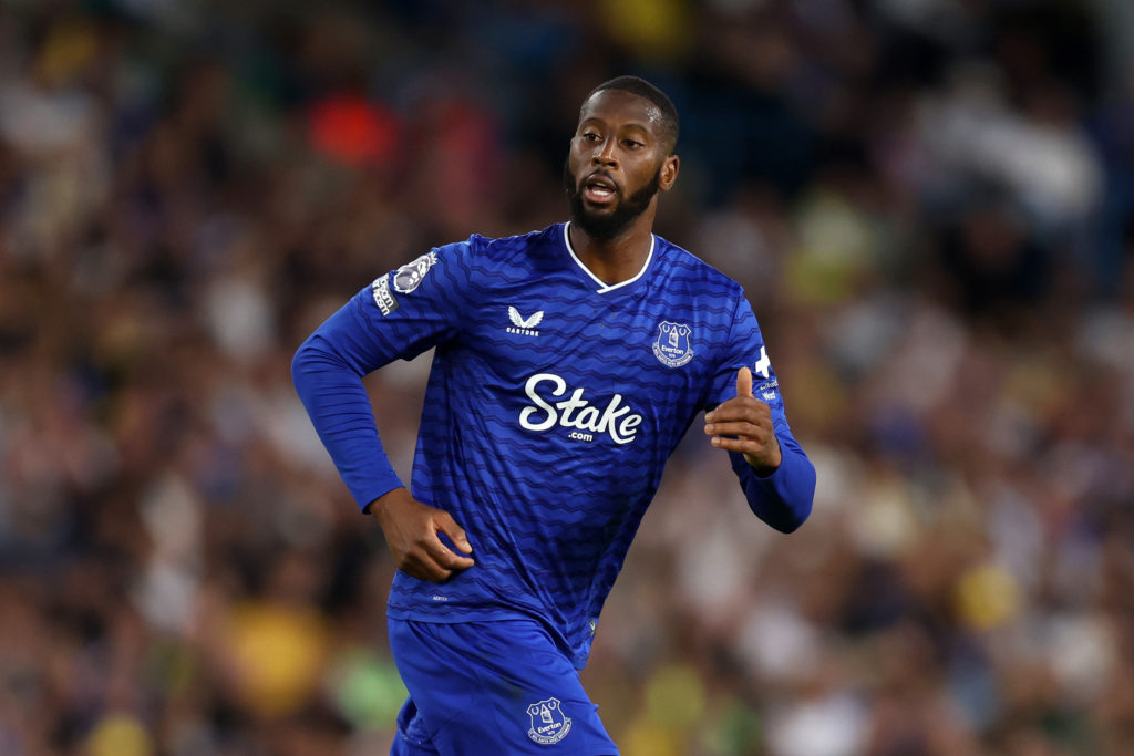 Everton striker Beto in action against Leeds United