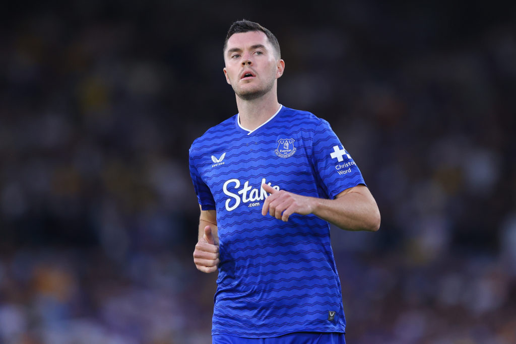 Michael Keane in action for Everton against Leeds United
