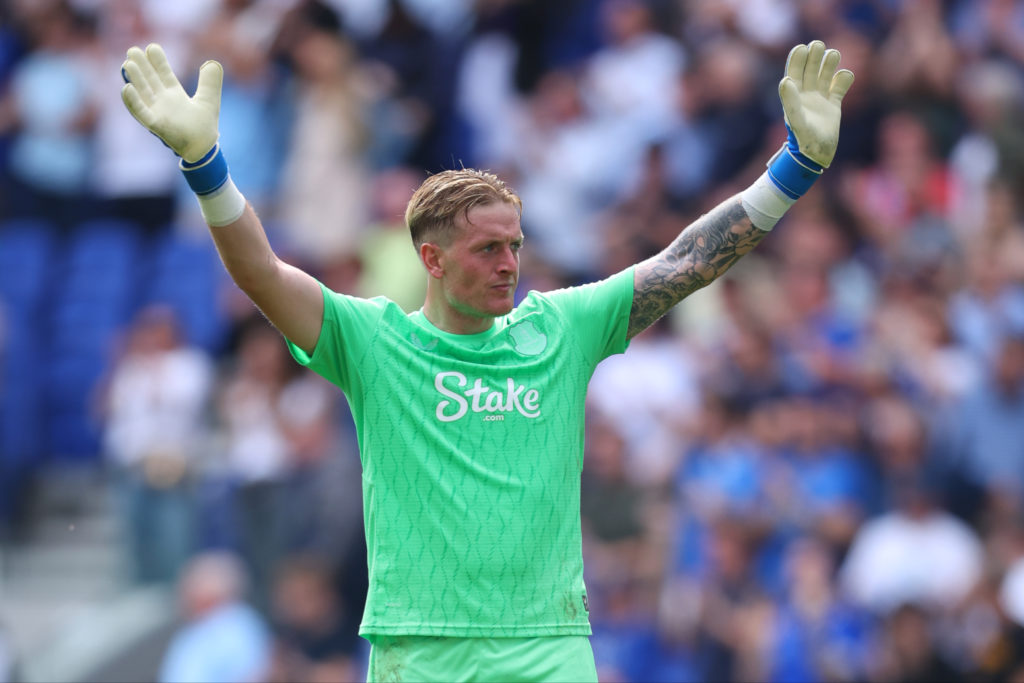 Jordan Pickford in action for Everton against Brighton and Hove Albion