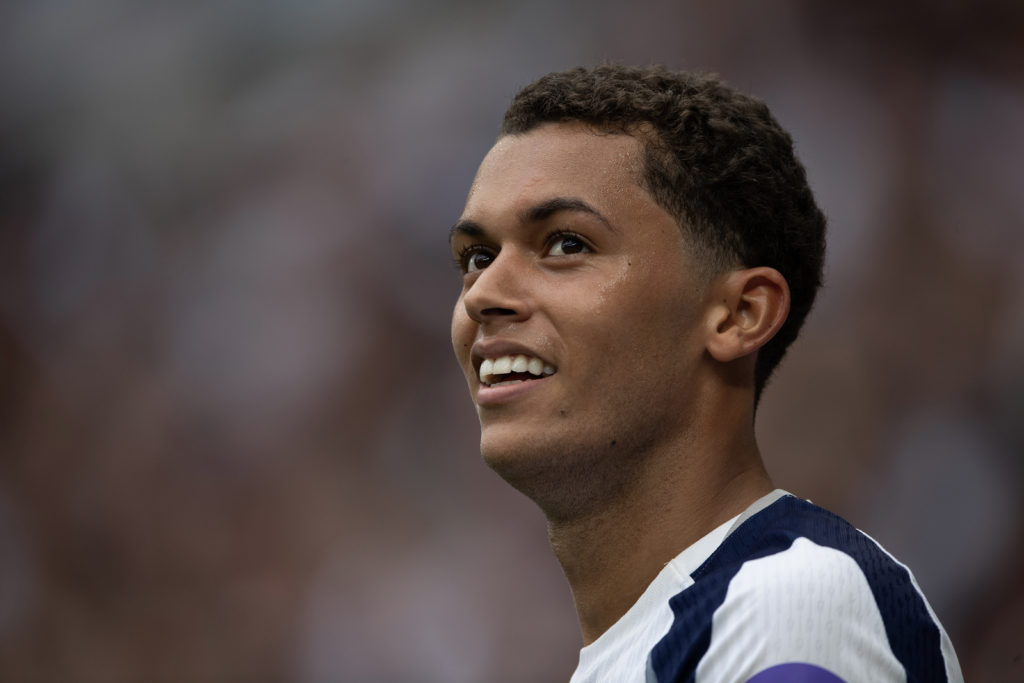 Brennan Johnson in action during Tottenham Hotspur v Burnley in the Premier League