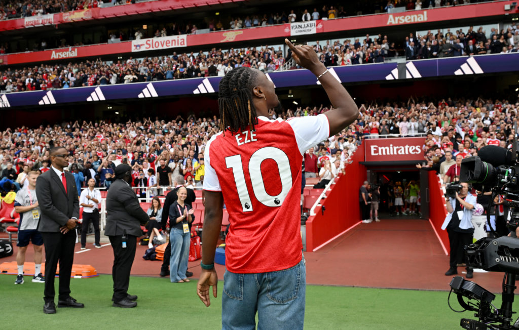 Eberechi Eze presented to Arsenal fans against Leeds United