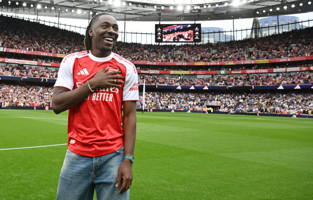 Arsenal present Eberechi Eze following his £68m move from Crystal Palace