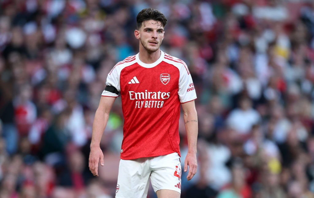 Declan Rice of Arsenal during the Premier League match between Arsenal and Leeds United