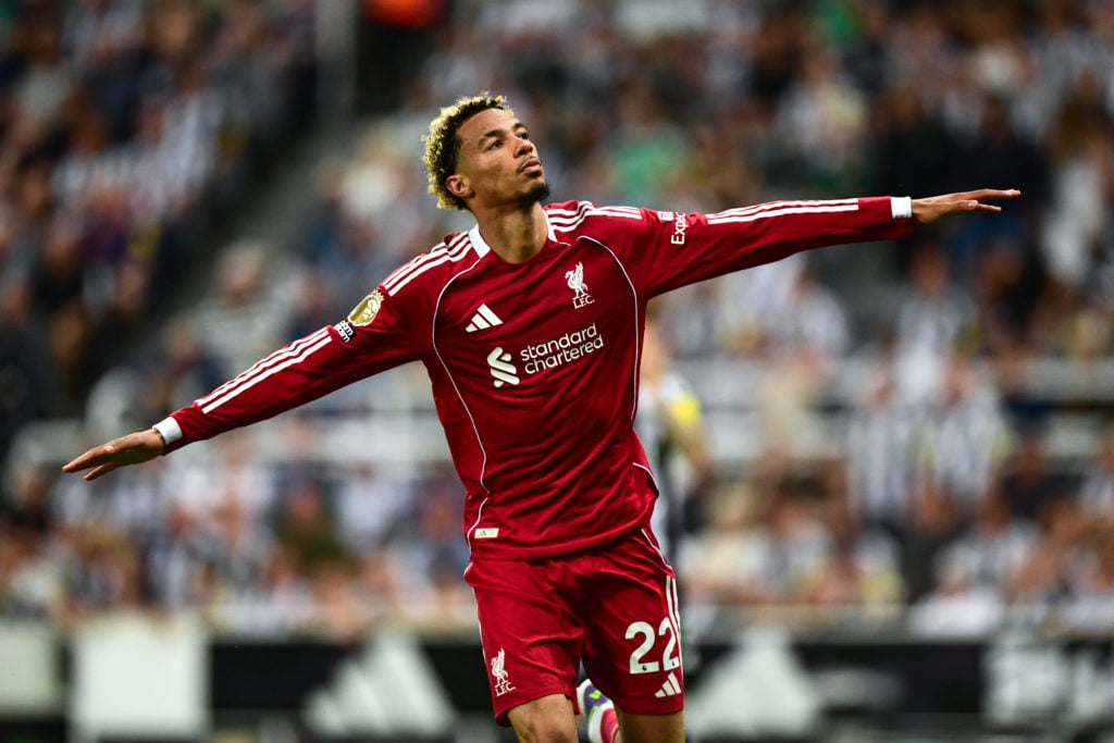 Liverpool's Hugo Ekitike celebrates scoring against Newcastle United