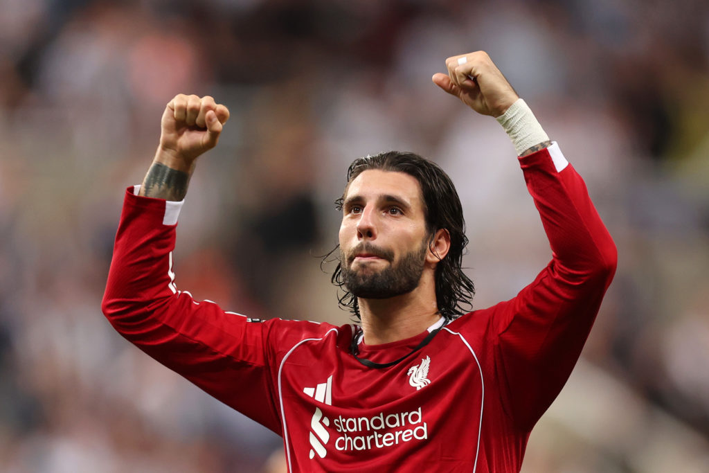Dominik Szoboszlai celebrates after Liverpool beat Newcastle United