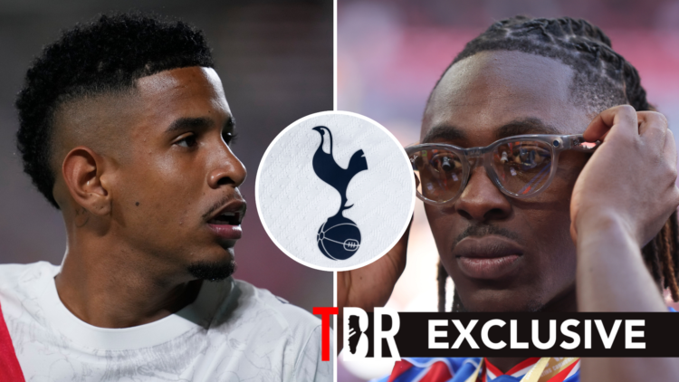 Split image of Man City winger Savinho (L) during FIFA Club World Cup match and Crystal Palace forward Eberechi Eze after Community Sheild. Inset o...