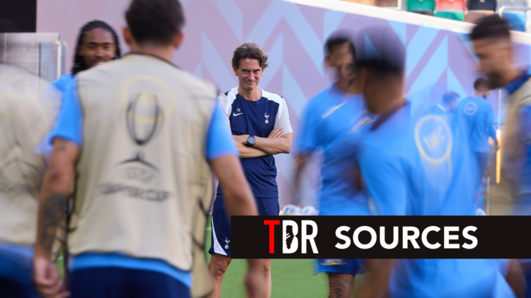 Tottenham Hotspur defender Djed Spence during Spurs training ahead of the UEFA Super Cup.