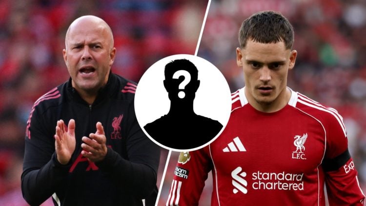 A split image of Liverpool boss Arne Slot (L) and Liverpool midfielder Florian Wirtz (R). Inset, a mystery player icon