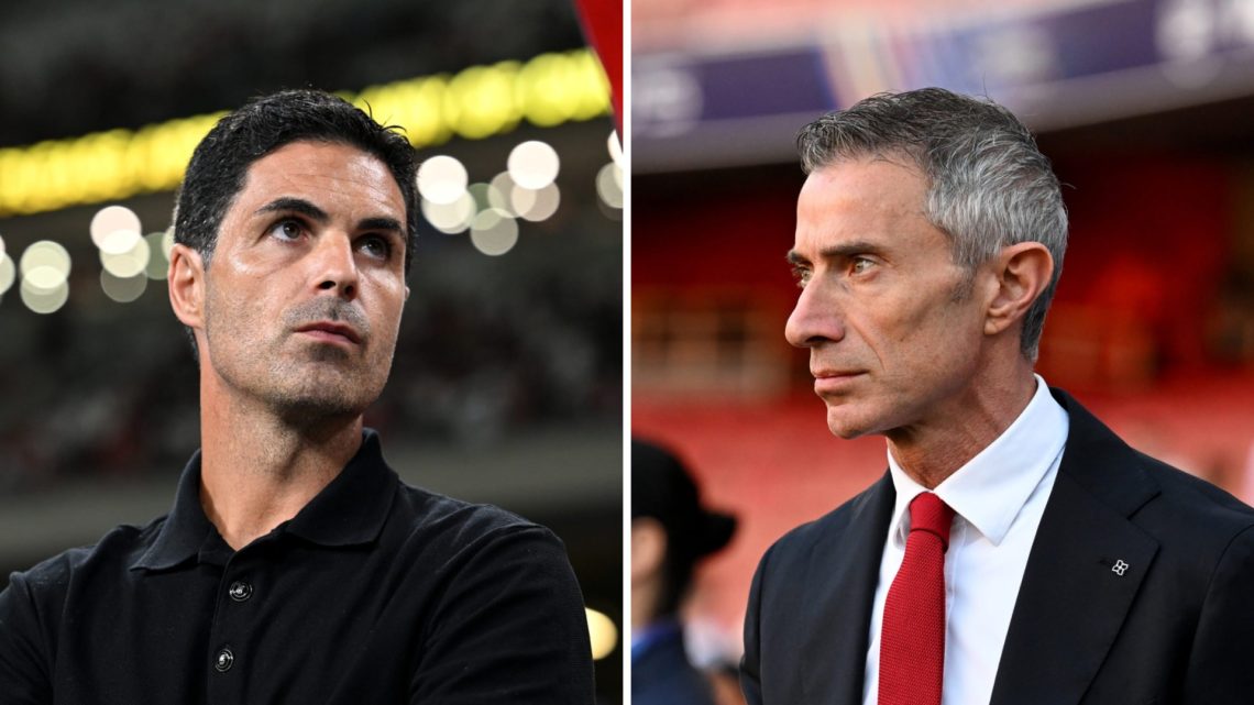 Mikel Arteta alongside Arsenal sporting director Andrea Berta.
