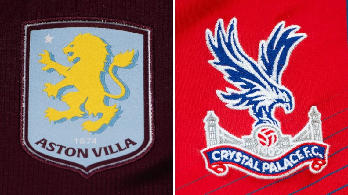 Split image of Aston Villa badge and Crystal Palace badge