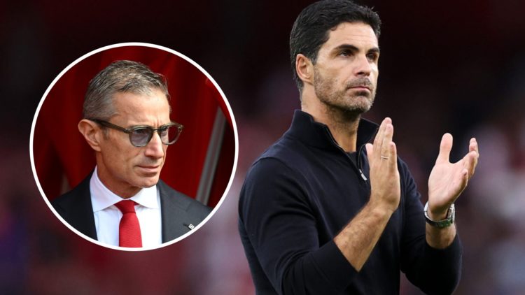 Arsenal sporting director Andrea Berta alongside Mikel Arteta.