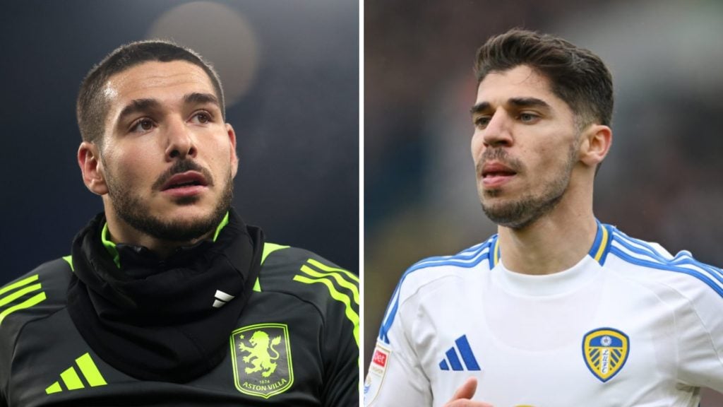 Aston Villa's Emiliano Buendia split with Tottenham's Manor Solomon whilst he was on loan at Leeds.