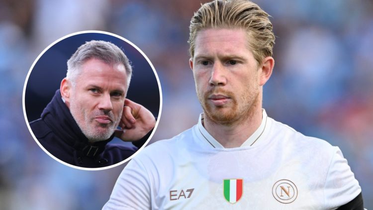 Kevin De Bruyne alongside former Liverpool player Jamie Carragher.